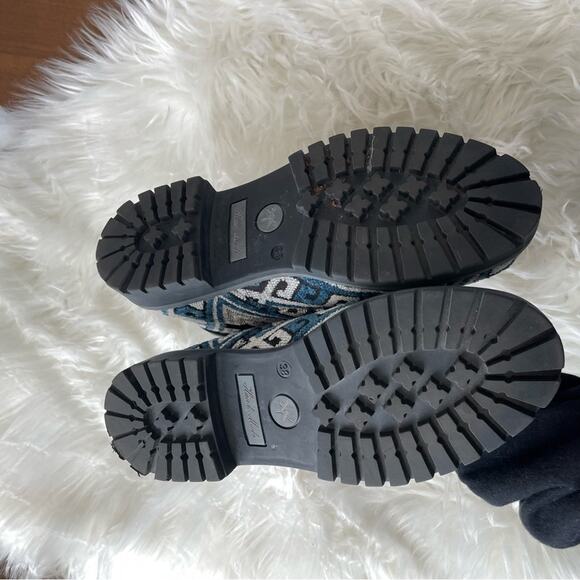 Weavers Alaska | Unisex Women’s Hiking Boots Blue Black Geometric Pattern Boho - Picture 9 of 9